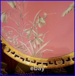 Minton Aesthetic Movement Gold Encrusted 9.5 Pate Sur Pate Dinner Plate Rare