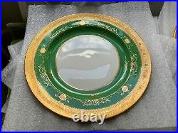 Minton Apple Green Gold Encrusted & Jeweled Cabinet Plates (16) c. 1891-1902