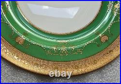 Minton Apple Green Gold Encrusted & Jeweled Cabinet Plates (16) c. 1891-1902