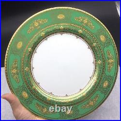 Minton Argyle Green Gold 10 5/8 Dinner Plate Antique Vintage