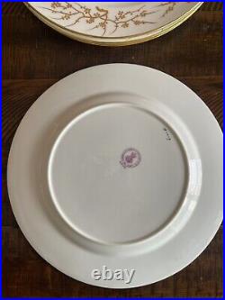 Minton China Dinner Plates with Gold Floral Branches For Higgins & Seiter New York