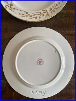 Minton China Dinner Plates with Gold Floral Branches For Higgins & Seiter New York