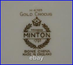 Minton GOLD CROCUS 26 Piece Set Dinner Luncheon Plates, Cups Saucers