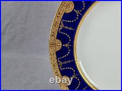 Minton Gold Encrusted & Beaded Swags Cobalt Border 10 1/4 Inch Plate B