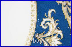 Minton Gold Encrusted Scrollwork & Marbleized Powder Blue 10 5/8 Dinner Plate