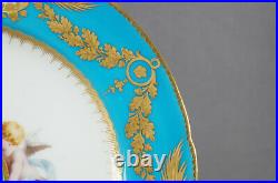 Minton Hand Painted Cherubs Armorial Monogram Turquoise Floral & Gold Plate A