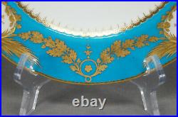 Minton Hand Painted Cherubs Armorial Monogram Turquoise Floral & Gold Plate B