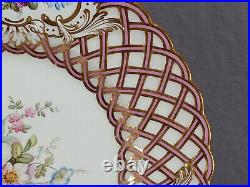 Minton Hand Painted Floral Pompadour Pink Gold Newcastle Shape 9 1/2 Inch Plate