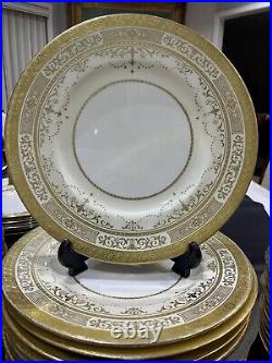 Minton for Tiffany Neoclassical Gilded Dinner & Luncheon Plates & Soup Bowls