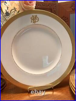 Mintons Antique Dinner Plates Set Of8, Pattern H2864, Gold Trimmed White, Signed