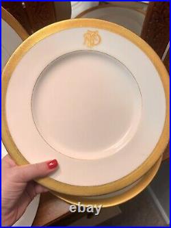 Mintons Antique Dinner Plates Set Of8, Pattern H2864, Gold Trimmed White, Signed