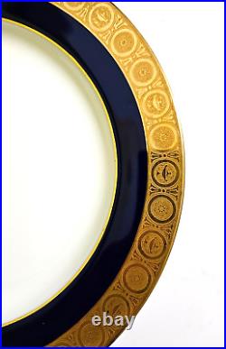 Mintons England Davis Collamore Cobalt Blue & Gold 9 Dinner plates 10.5 D