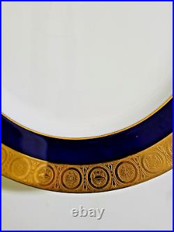 Mintons England Davis Collamore Cobalt Blue & Gold 9 Dinner plates 10.5 D