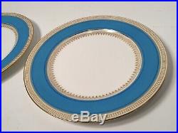 Mintons Pair of Celeste Blue & Gold 8-3/4 Dinner Plates ca. 1890/1926