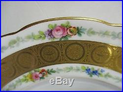 Mintons Tiffany 101/8 Dinner Plates Heavy Gold Handpainted Floral Set Of 6