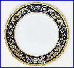 Monno French Porcelain Gold Gilt and Cobalt Blue Dessert Plate 7.5 Set of 8