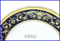 Monno French Porcelain Gold Gilt and Cobalt Blue Dessert Plate 7.5 Set of 8