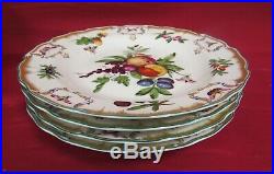 Mottahedeh DUKE OF GLOUCESTER Dinner Plates FRUIT INSECTS Gold Set of 4 MINT
