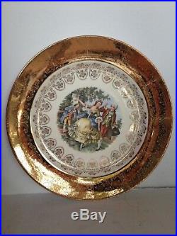 NEW! 7 MOJEN Porcelaine 22K Gold Victorian J Washington Scene Dinner Plates USA