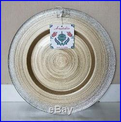 NEW Anatolia Silver Gold Glass Serving Dinner Plates Chargers 13 1/4 Set of 6