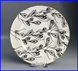 NEW Anthropologie Peacock 4 Dinner Plates 4 Salad Plates Black White Gold 8-pcs