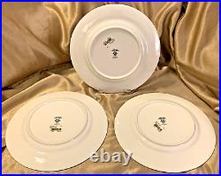 NEW Noritake Halls of Ivy GOLD Dinner Plates 3-Piece Raised Leaves Border Ivory