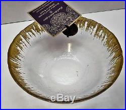 NWT ARTISTIC ACCENTS GLASS GOLD SPARKLE 4 Dinner Plates & 4 Bowls Set of 8