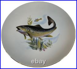 Neiman Marcus Fish Gold Rimmed Platter with 6 Dinner Plates West Germany