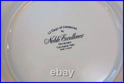 Noble Excellence 12 Days of Christmas 4 Dinner Plates Red Ribbons Gold Trim