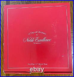Noble Excellence 12 Days of Christmas 4 Dinner Plates Red Ribbons Gold Trim