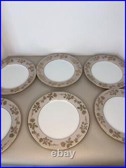 Noritake 5491 Taupe Floral Beige Gold Rim 10 Dinner Plates -Set Of 6