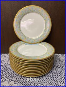 Noritake China FIGARO #2042 Set of 12 Dinner Plates 10.5 Sea Foam Green & Gold Noritake China FIGARO #2042 Set of 12 Dinner Plates 10.5 Sea Foam Green & Gold