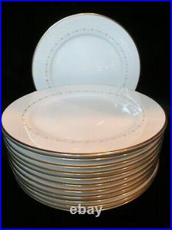 Noritake Constellation Ivory China 7559 Gold Trim Japan 12 Dinner Plates 10 1/2