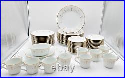 Noritake Courtney #6520 Japan White & Gold Scroll withGold Trim 59 Piece Set