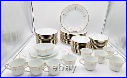 Noritake Courtney #6520 Japan White & Gold Scroll withGold Trim 59 Piece Set