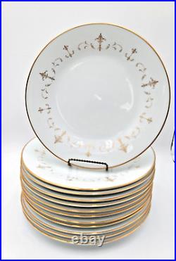 Noritake Courtney #6520 Japan White & Gold Scroll withGold Trim 59 Piece Set