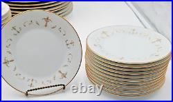 Noritake Courtney #6520 Japan White & Gold Scroll withGold Trim 59 Piece Set