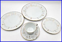 Noritake Courtney #6520 Japan White & Gold Scroll withGold Trim 59 Piece Set