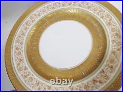 Old Hutschenreuther Wide Egyptian Revival Encrusted Gold Rims 9 Service Plates