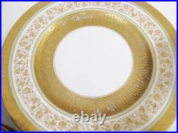 Old Hutschenreuther Wide Egyptian Revival Encrusted Gold Rims 9 Service Plates
