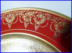 Old Selb Bavaria Wide Encrusted Gold Rim 12 Service Chargers Dinner Plates