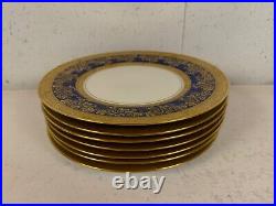 Omeco Czechoslovakia Porcelain Set of 7 Plates w Cobalt & Gold Floral Decoration