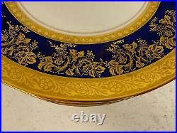 Omeco Czechoslovakia Porcelain Set of 7 Plates w Cobalt & Gold Floral Decoration