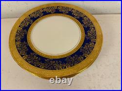 Omeco Czechoslovakia Porcelain Set of 7 Plates w Cobalt & Gold Floral Decoration