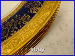 Omeco Czechoslovakia Porcelain Set of 7 Plates w Cobalt & Gold Floral Decoration