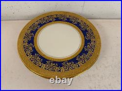 Omeco Czechoslovakia Porcelain Set of 7 Plates w Cobalt & Gold Floral Decoration