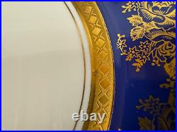 Omeco Czechoslovakia Porcelain Set of 7 Plates w Cobalt & Gold Floral Decoration