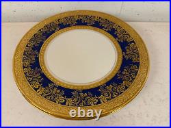 Omeco Czechoslovakia Porcelain Set of 7 Plates w Cobalt & Gold Floral Decoration