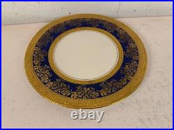 Omeco Czechoslovakia Porcelain Set of 7 Plates w Cobalt & Gold Floral Decoration