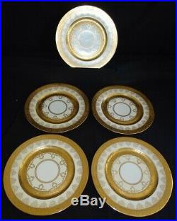 Osborne China Chicago USA Heinrich 5 Dinner Plates Gold Encrusted Signed Tags